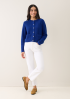Crew Neck Cardigan in Lapis Blue by LOOP Cashmere on curated-crowd.com