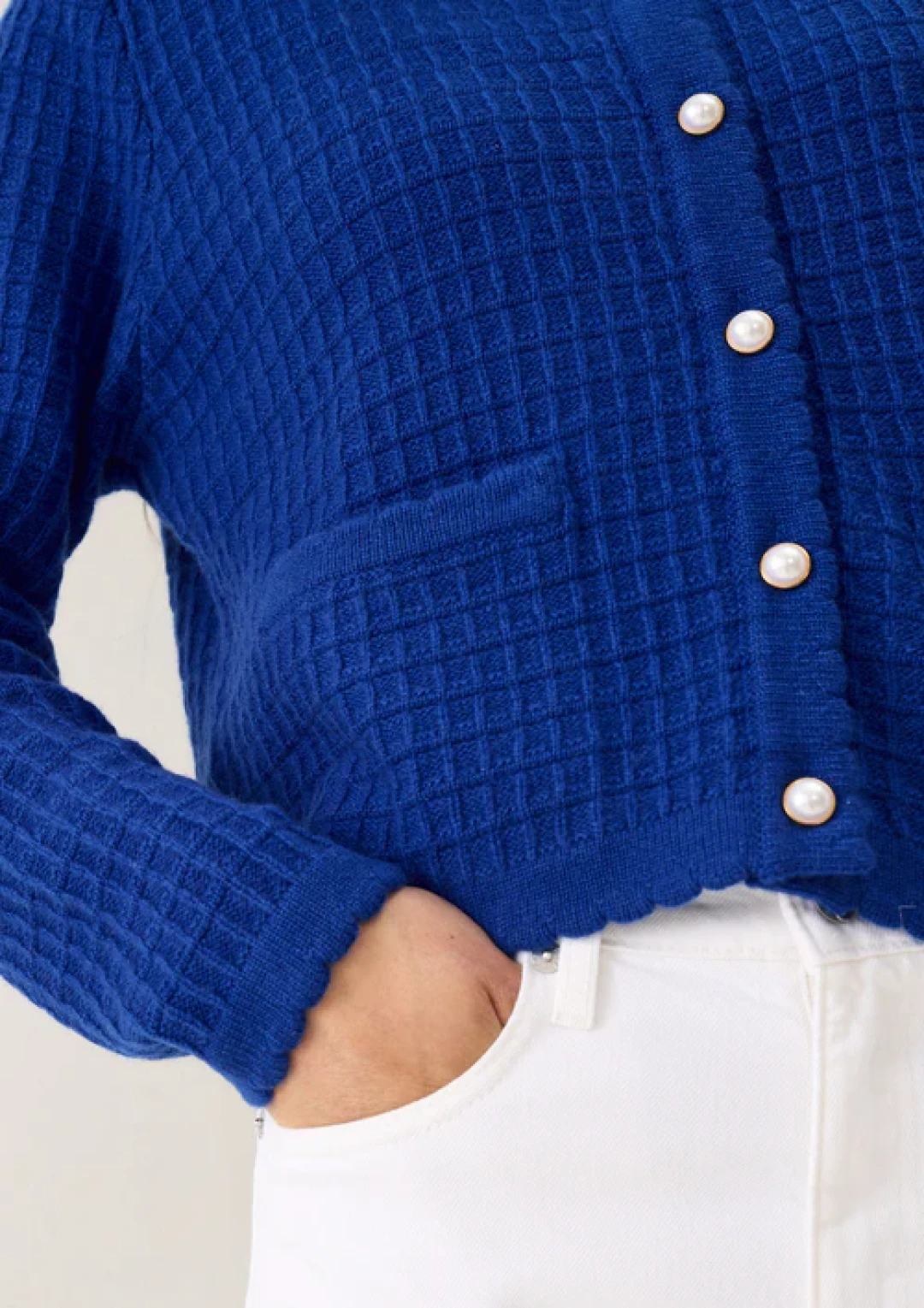 Crew Neck Cardigan in Lapis Blue by LOOP Cashmere on curated-crowd.com