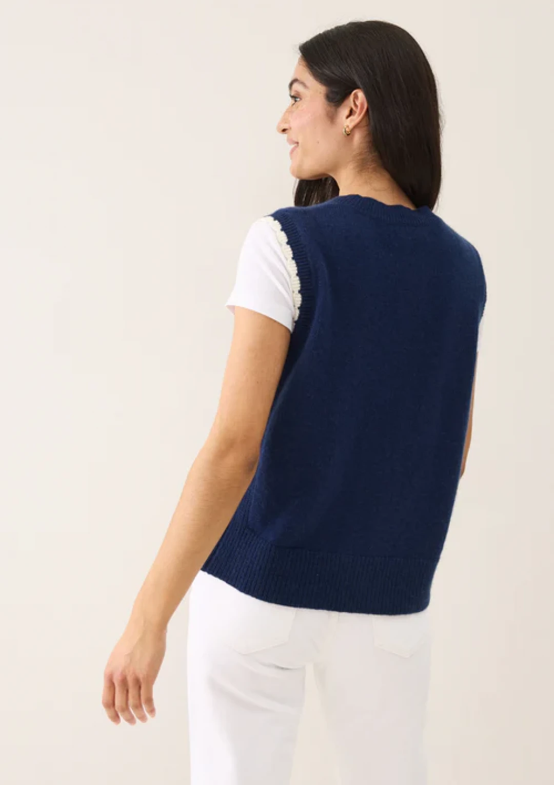 Shell Front Waistcoat in Midnight Blue by LOOP Cashmere on curated-crowd.com