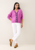 Shell Edge Cardigan in Tyrian Pink by LOOP Cashmere on curated-crowd.com