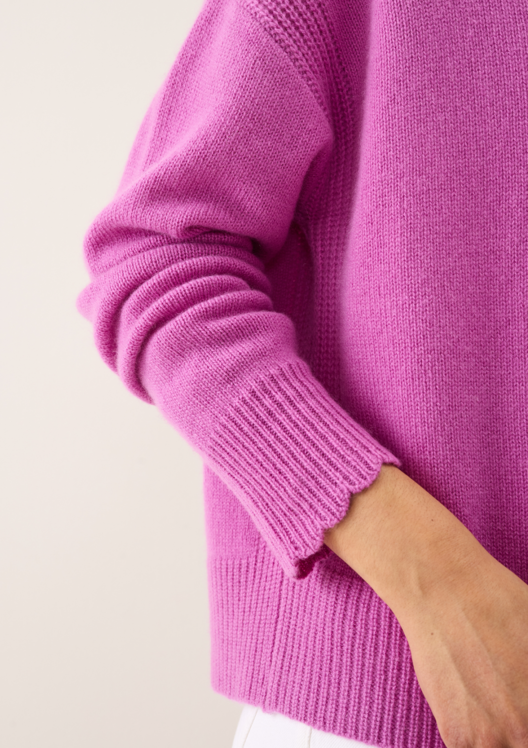 Shell Edge Cardigan in Tyrian Pink by LOOP Cashmere on curated-crowd.com