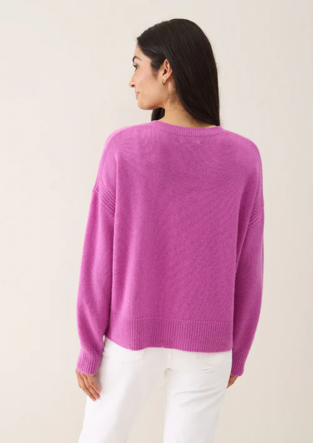 Shell Edge Cardigan in Tyrian Pink by LOOP Cashmere on curated-crowd.com