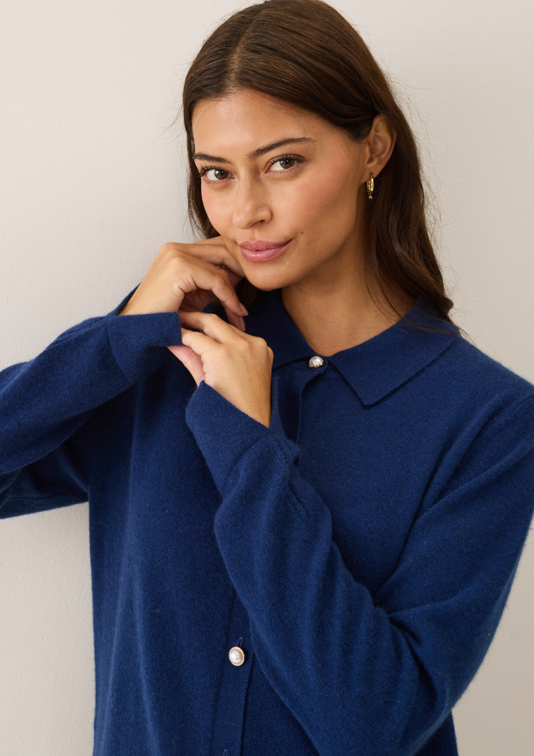 Knitted Shirt in Midnight Blue by LOOP Cashmere on curated-crowd.com