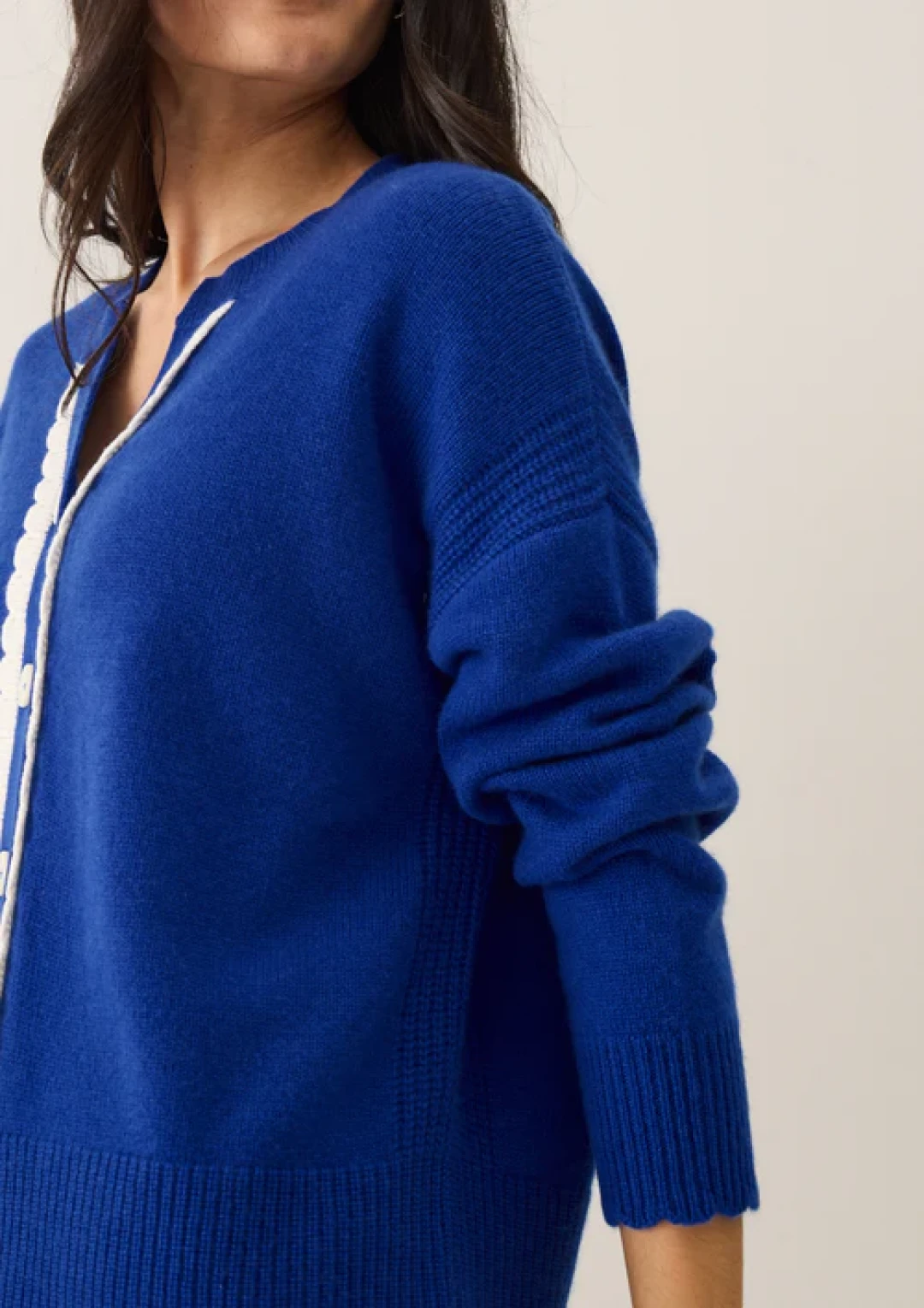 Shell Edge Cardigan in Lapis Blue by LOOP Cashmere on curated-crowd.com