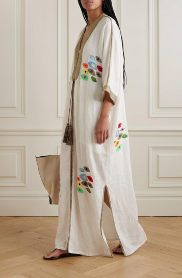 Colourful Eyes Kaftan in White by Artwear Gallery on curated-crowd.com