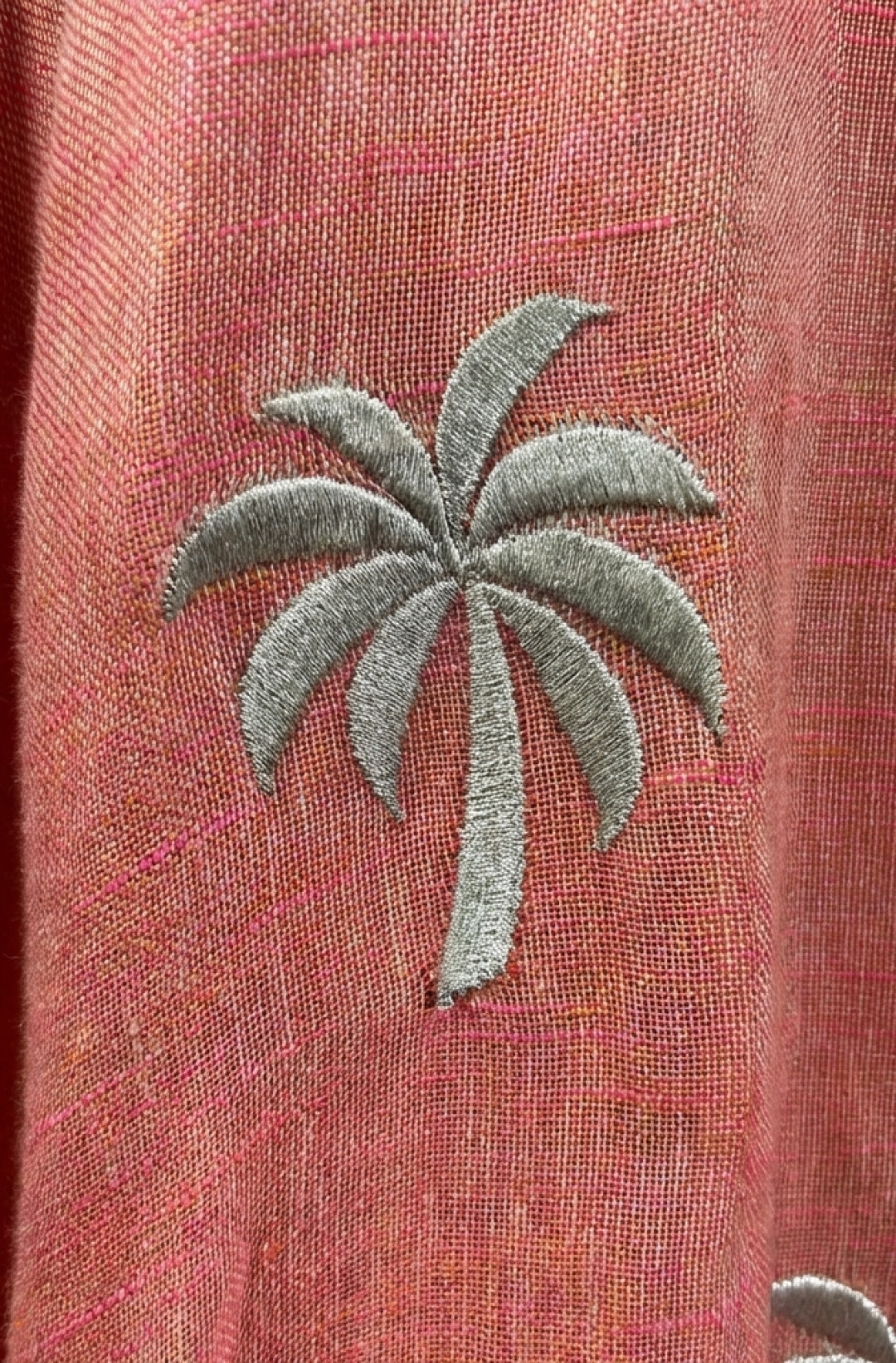 Gold Palm Trees Kaftan in Peach by Artwear Gallery on curated-crowd.com