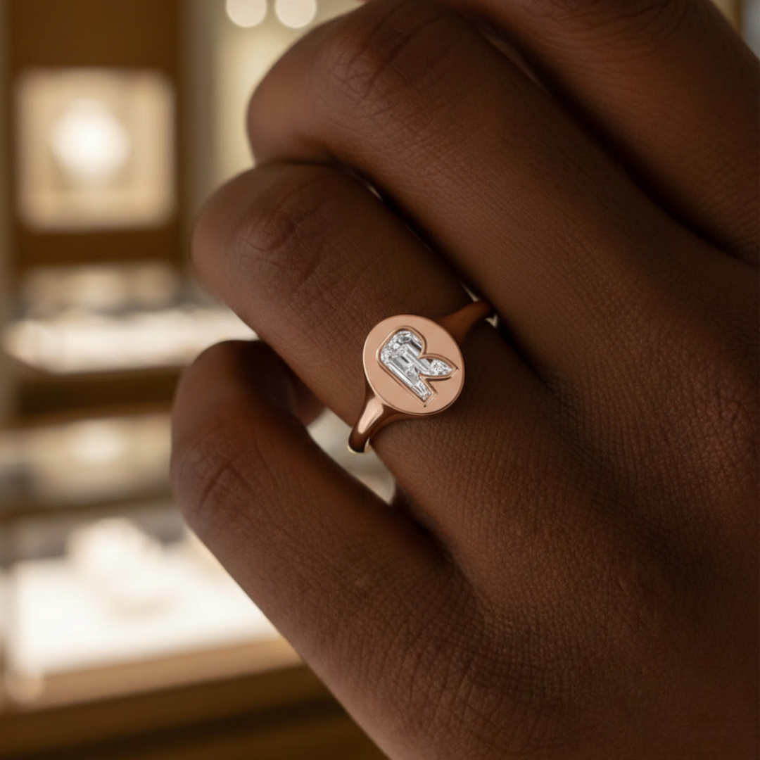 Alphabet Diamond Signet Ring by MOH on curated-crowd.com