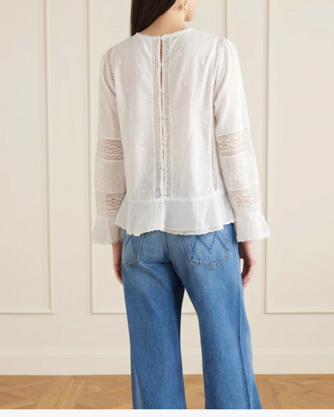 Lace Button Down Blouse by H For Harmony on curated-crowd.com