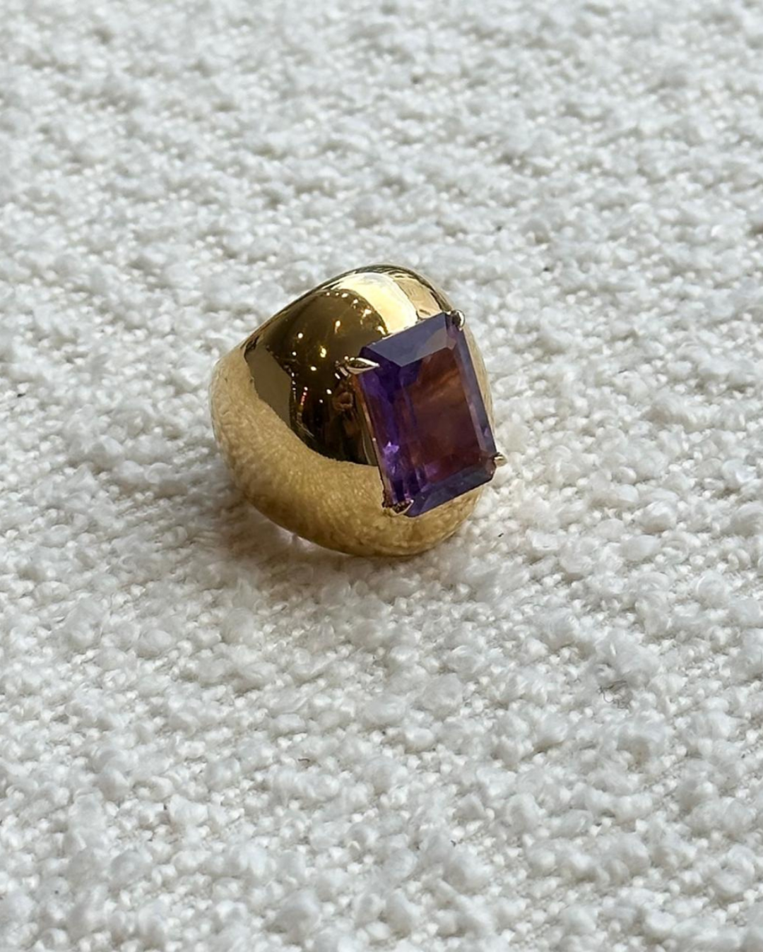 Amethyst Set Polished Bombe Ring by Tay Jewellery on curated-crowd.com