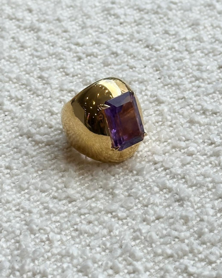 Amethyst Set Polished Bombe Ring by Tay Jewellery on curated-crowd.com