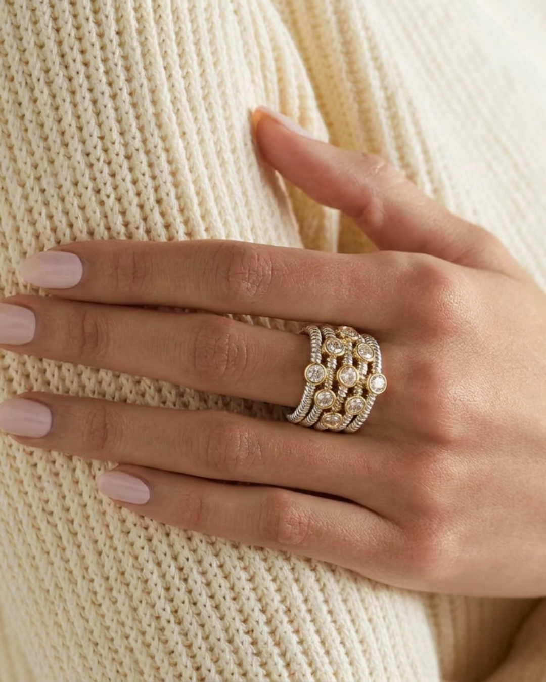 Moissanite Set Silver Harem Ring by Tay Jewellery on curated-crowd.com