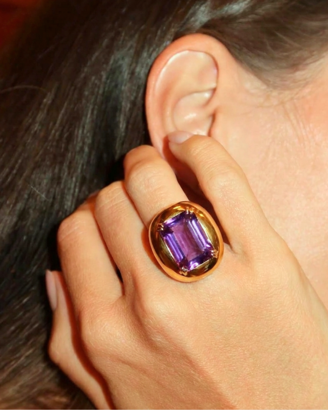 Amethyst Set Polished Bombe Ring by Tay Jewellery on curated-crowd.com