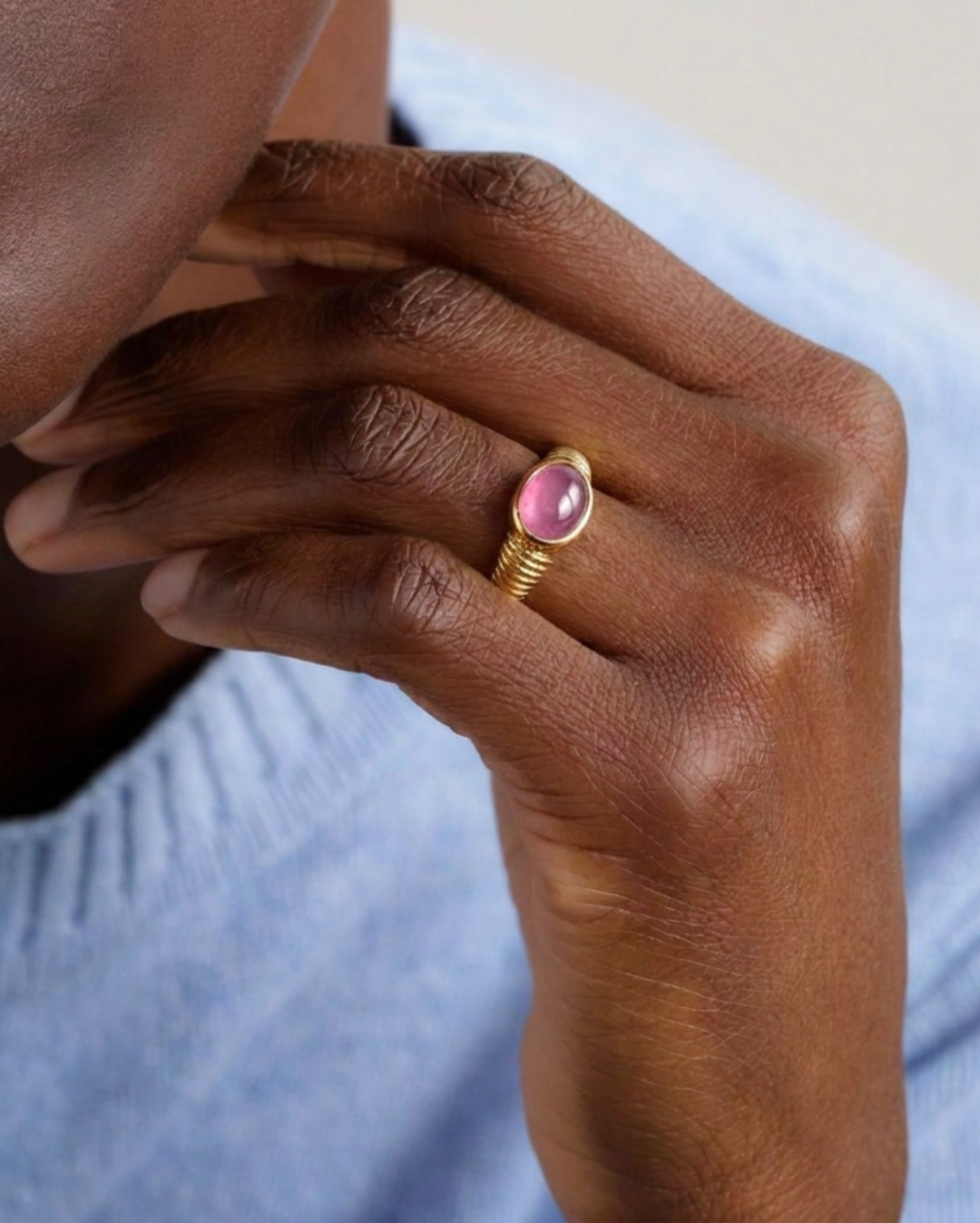 Pink Ruby Set Wirewrap Pinky Ring by Tay Jewellery on curated-crowd.com