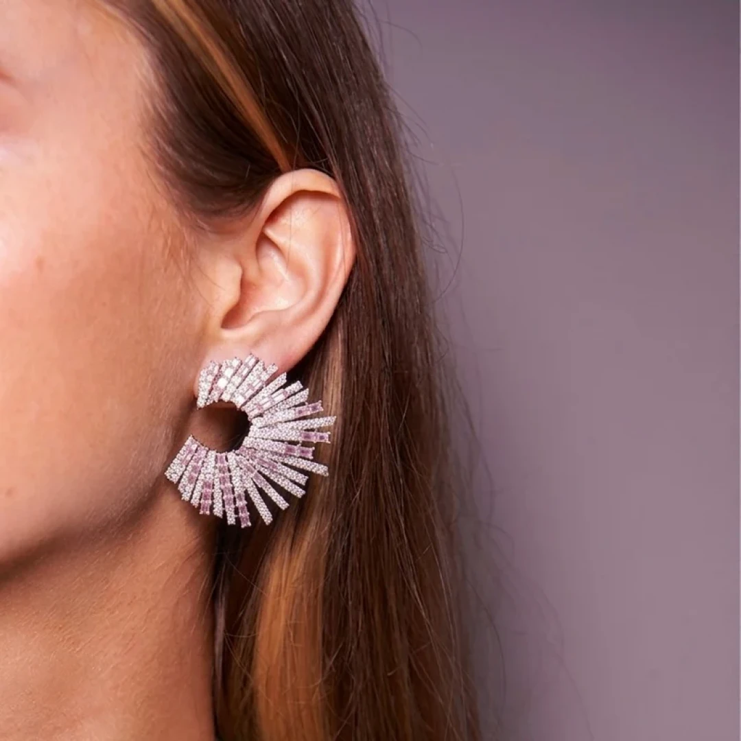 Starstruck Earrings Pink and White by Talita London on curated-crowd.com