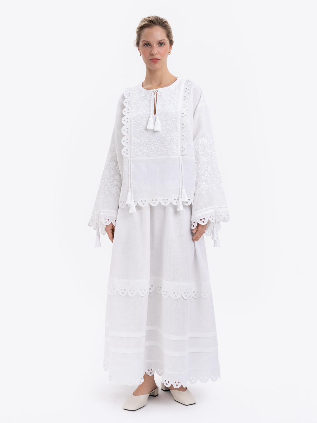 White Linen Skirt Ivan Kvitka by Etnodim on curated-crowd.com
