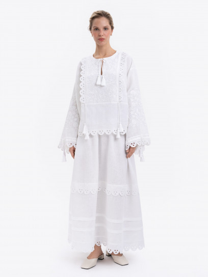 White Linen Skirt Ivan Kvitka by Etnodim on curated-crowd.com