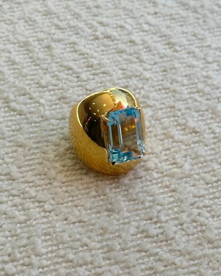 Blue Topaz Polished Bombe Ring by Tay Jewellery on curated-crowd.com
