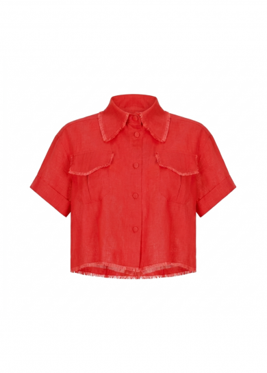 Short Sleeve Linen Top With Pockets by Atelier Handmade on curated-crowd.com