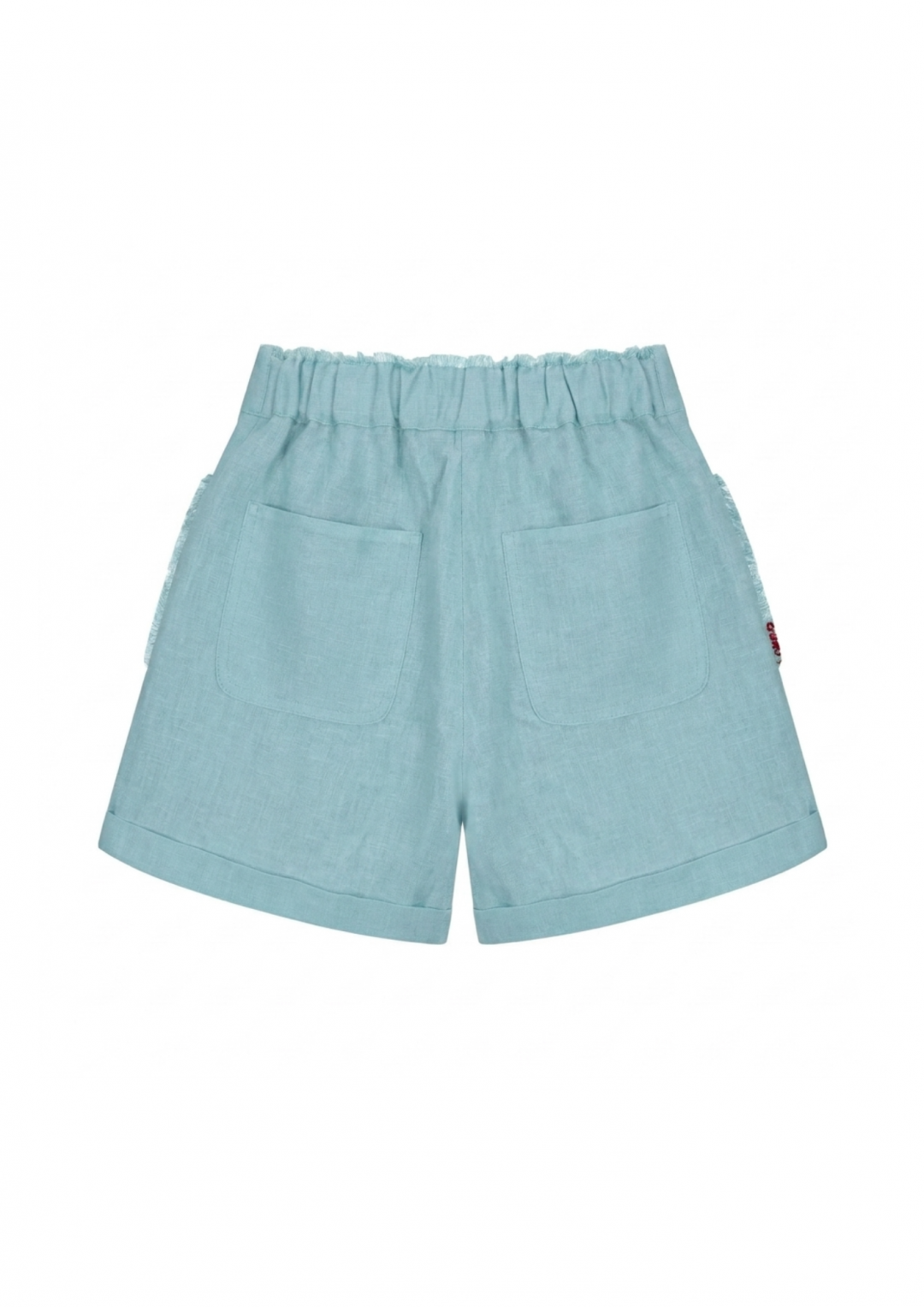 Steel Blue Linen Shorts with Cuffs by Atelier Handmade on curated-crowd.com