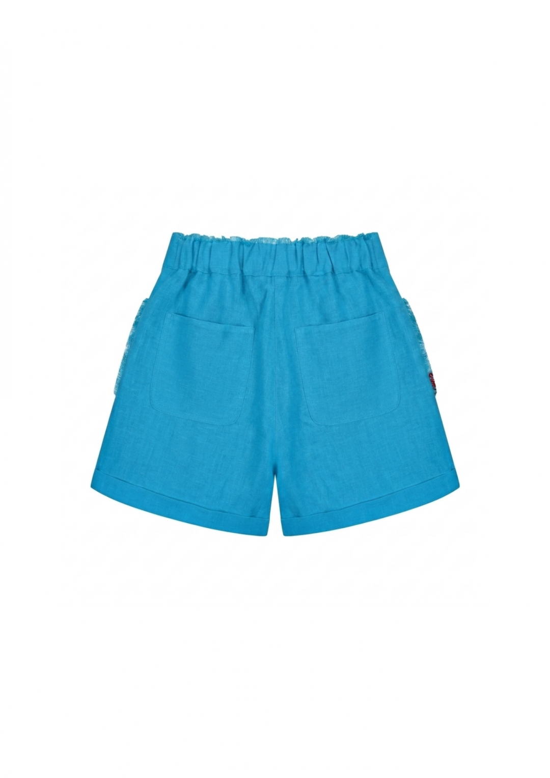 Azzure Blue Linen Shorts with Cuffs by Atelier Handmade on curated-crowd.com