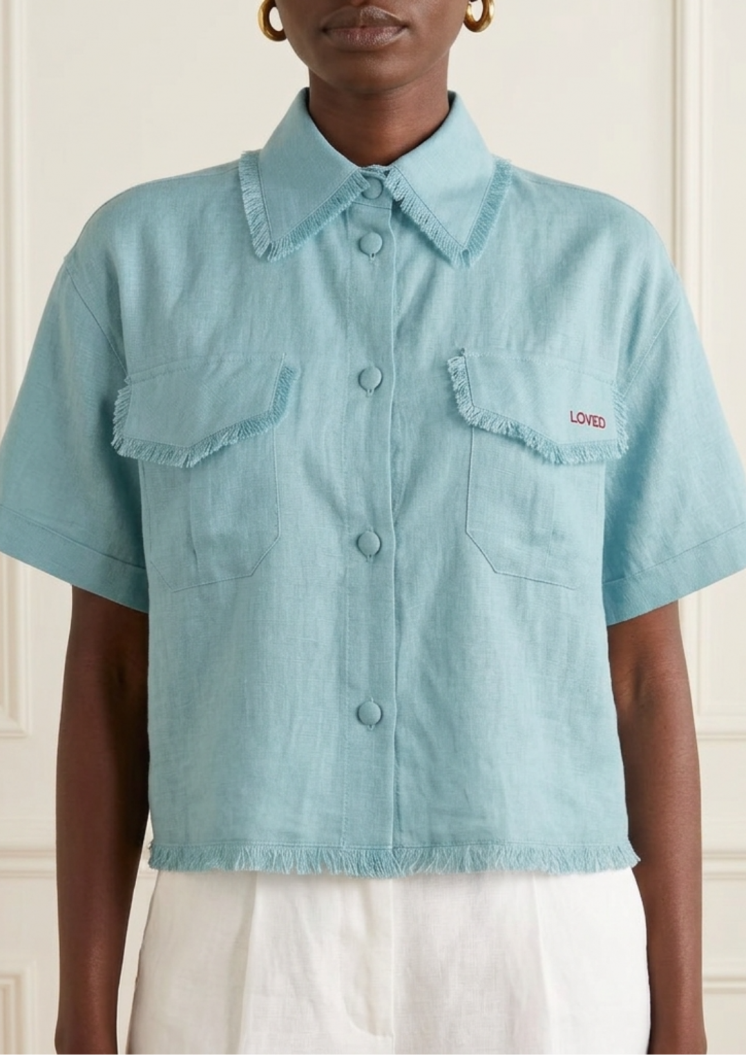 Short Sleeve Linen Top with Pockets by Atelier Handmade on curated-crowd.com