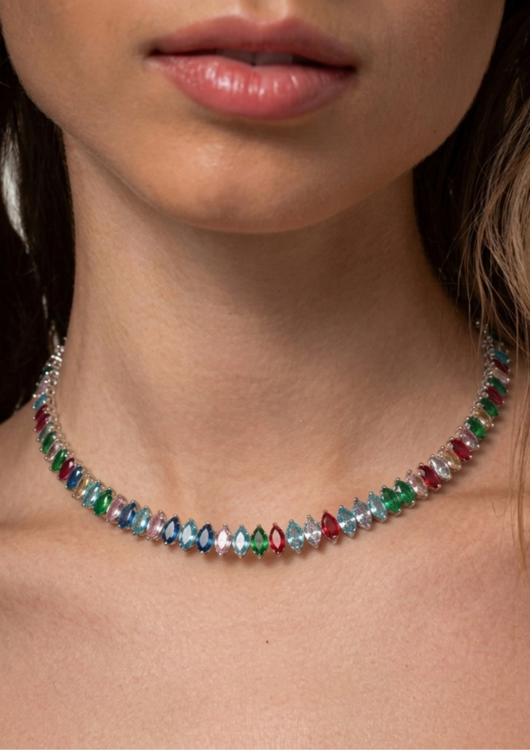 Marquise Choker Silver Rainbow by Talita London on curated-crowd.com