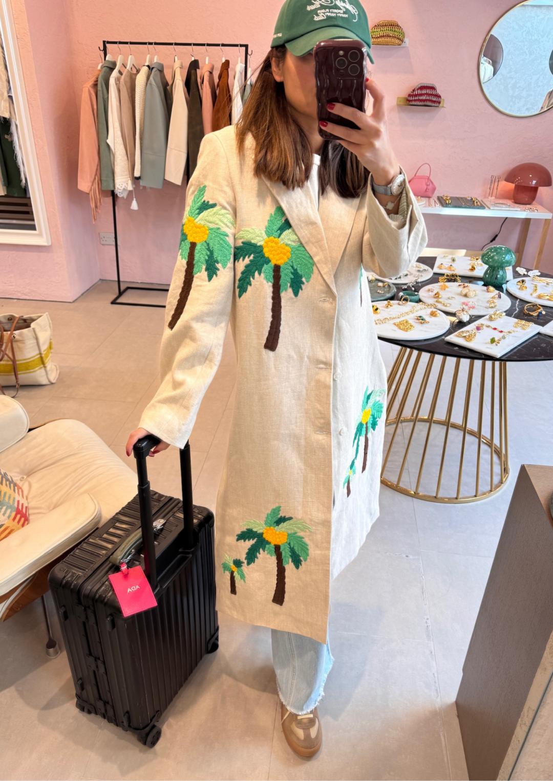 Palm Tree Linen Coat by Artwear Gallery on curated-crowd.com