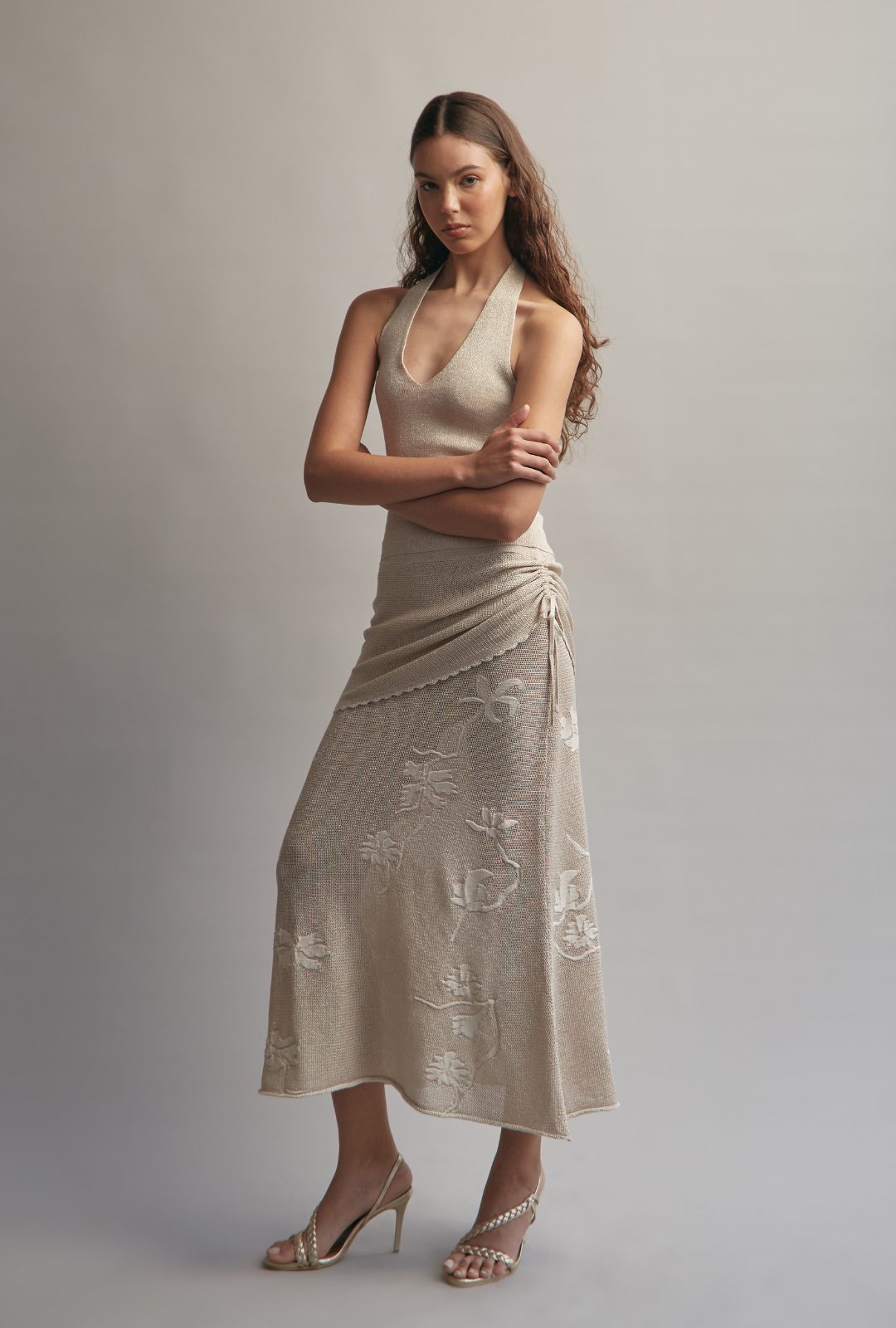 Luca Wrap Skirt Yellow Gold by Fringe Mod on curated-crowd.com