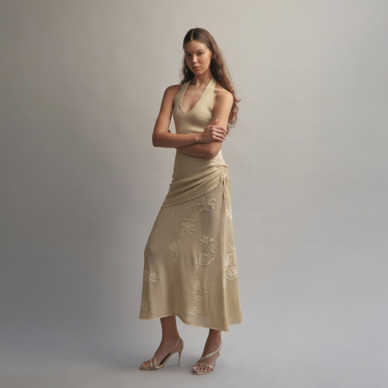Luca Wrap Skirt Yellow Gold by Fringe Mod on curated-crowd.com