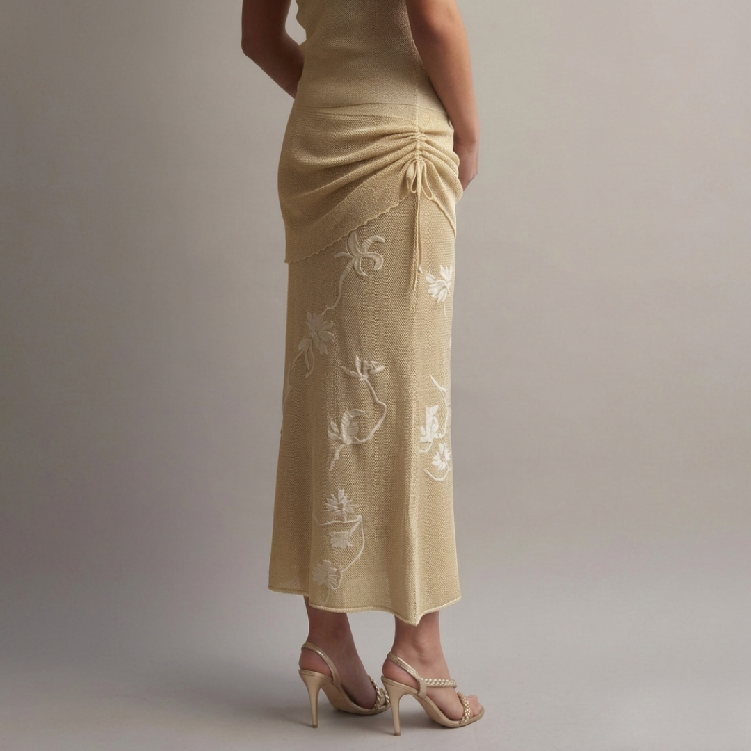 Luca Wrap Skirt Yellow Gold by Fringe Mod on curated-crowd.com