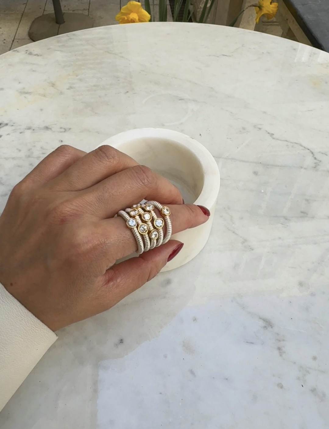 Moissanite Set Silver Harem Ring by Tay Jewellery on curated-crowd.com
