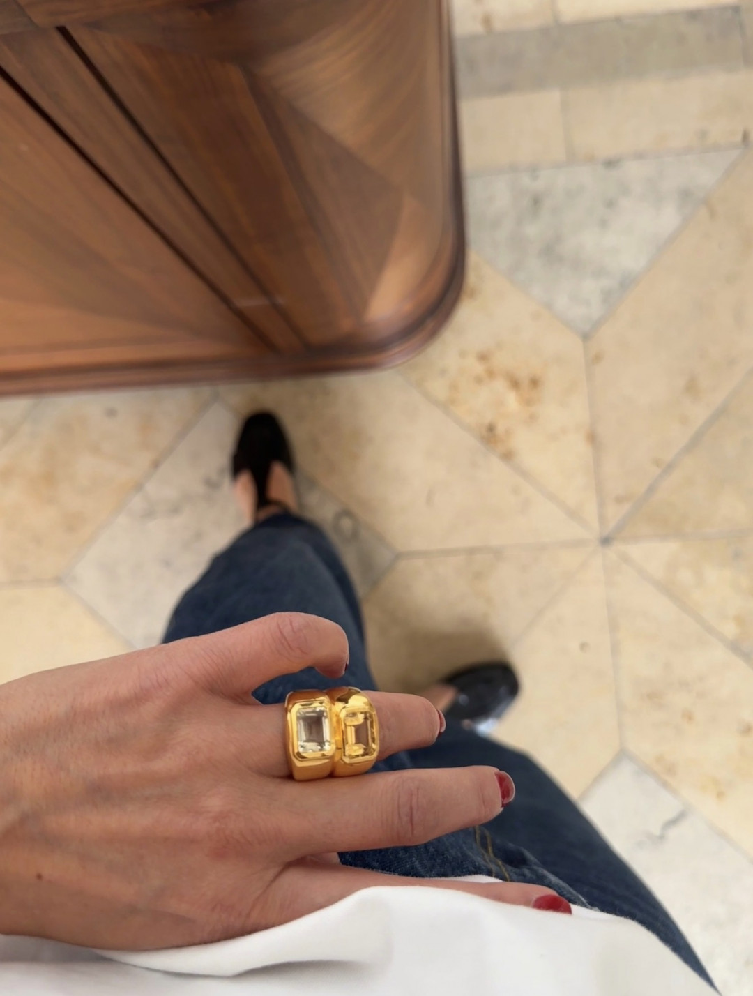 Citrine and Green Amethyst Cut Twin Ring by Tay Jewellery on curated-crowd.com