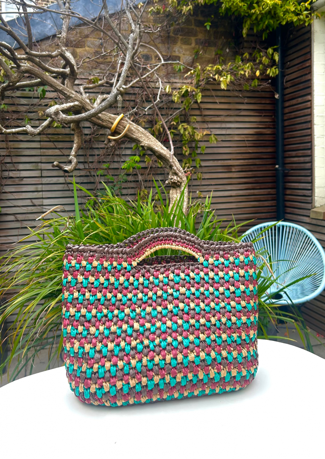 Basket Bag Brown/Green/Beige by DEINO'S on curated-crowd.com