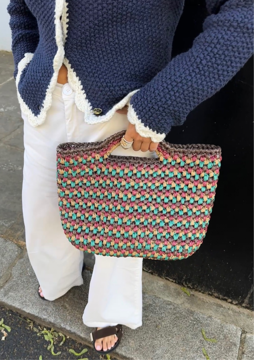 Basket Bag Brown/Green/Beige by DEINO'S on curated-crowd.com