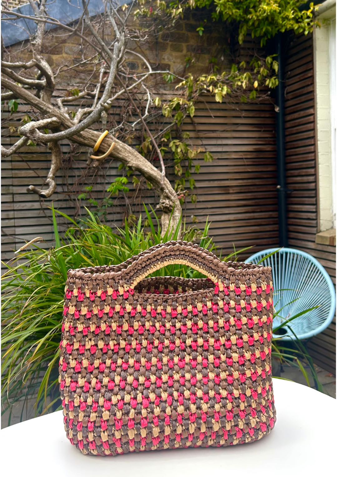 Basket Bag Brown/Pink/Beige by DEINO'S on curated-crowd.com
