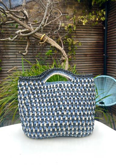 Basket Bag Black/Blue/Grey by DEINO'S on curated-crowd.com
