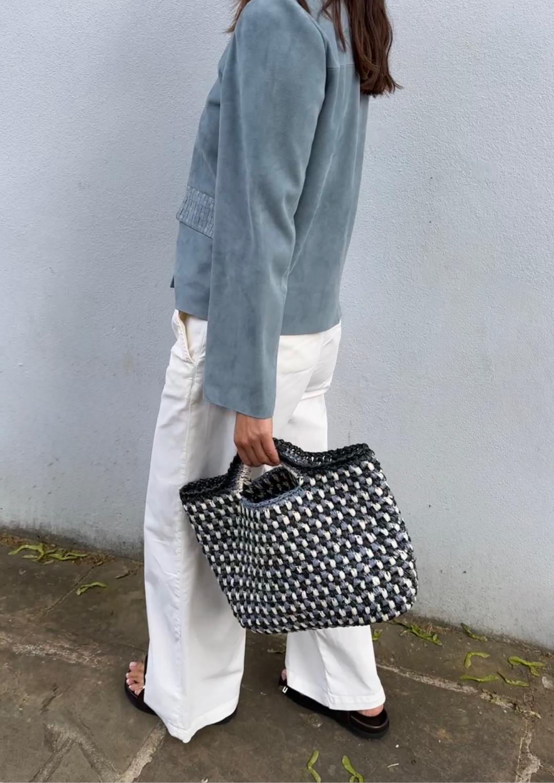 Basket Bag Black/Blue/Grey by DEINO'S on curated-crowd.com