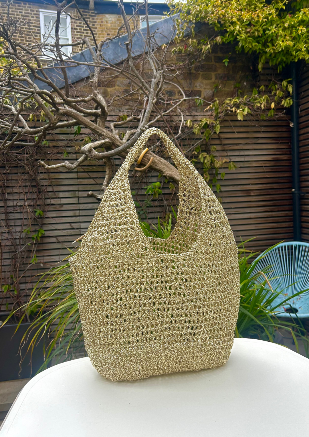 Large Shopper Bag Gold by DEINO'S on curated-crowd.com