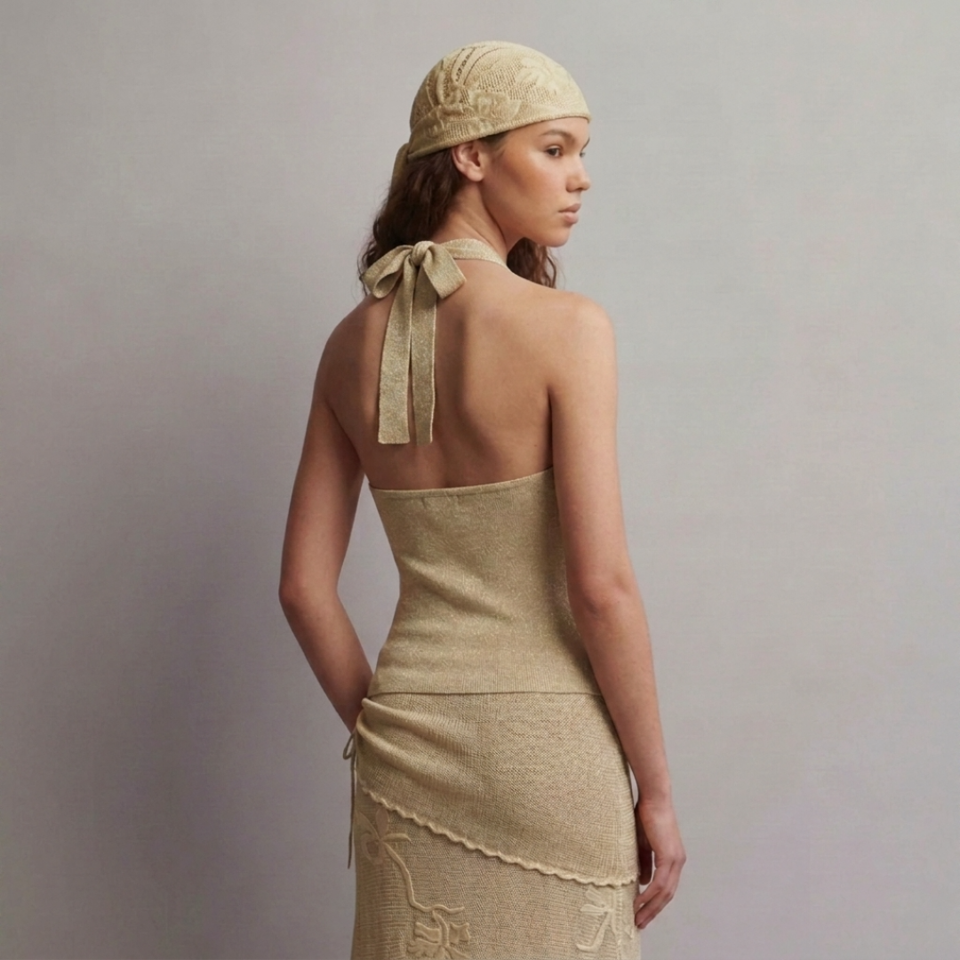 Abbie Halter Neck Top Yellow Gold by Fringe Mod on curated-crowd.com