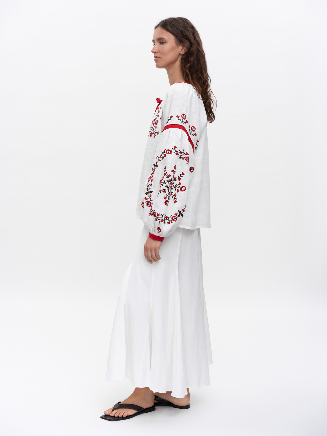 White Embroidered Shirt with Free Cut Svitanok by Etnodim on curated-crowd.com