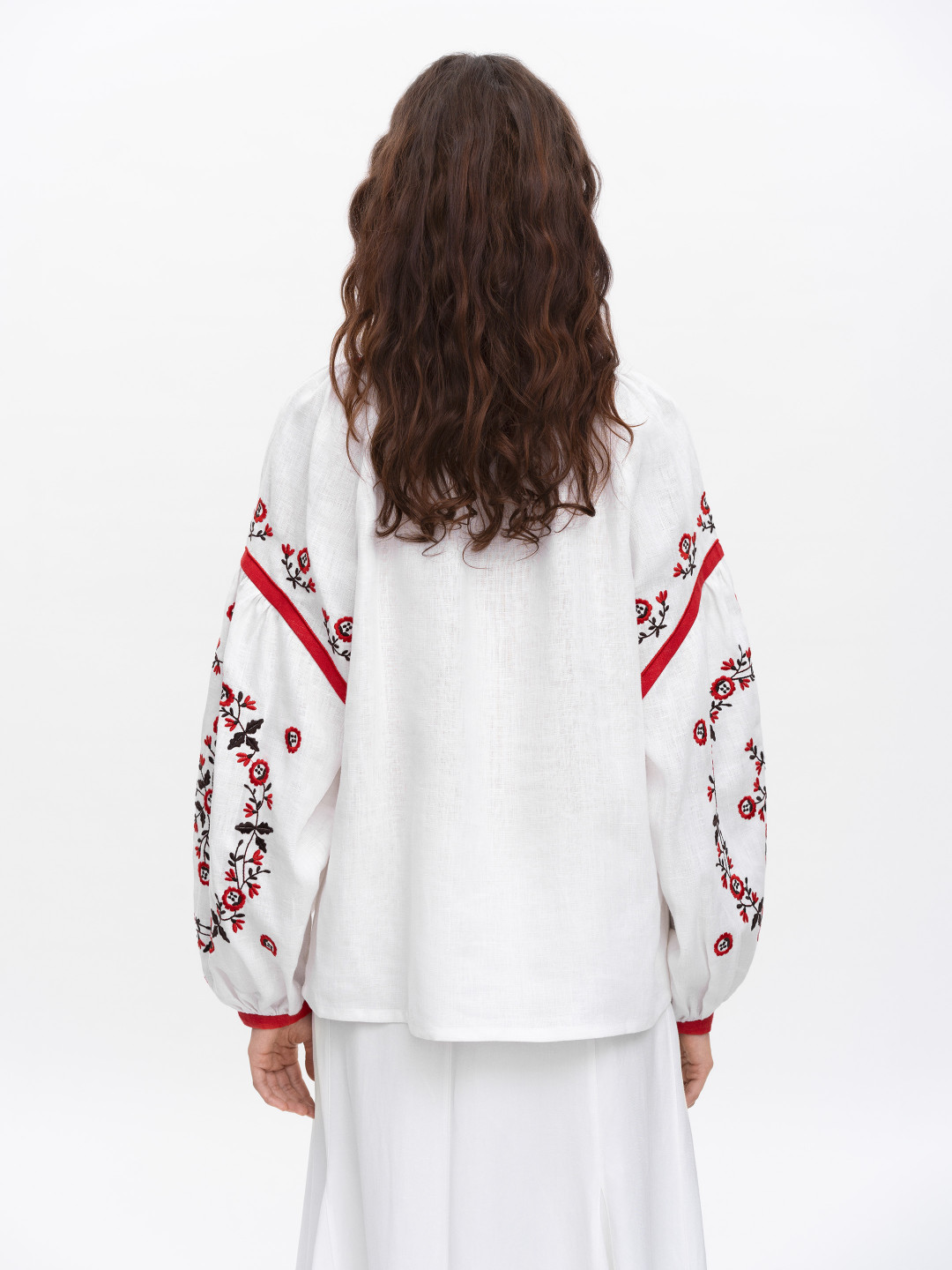 White Embroidered Shirt with Free Cut Svitanok by Etnodim on curated-crowd.com