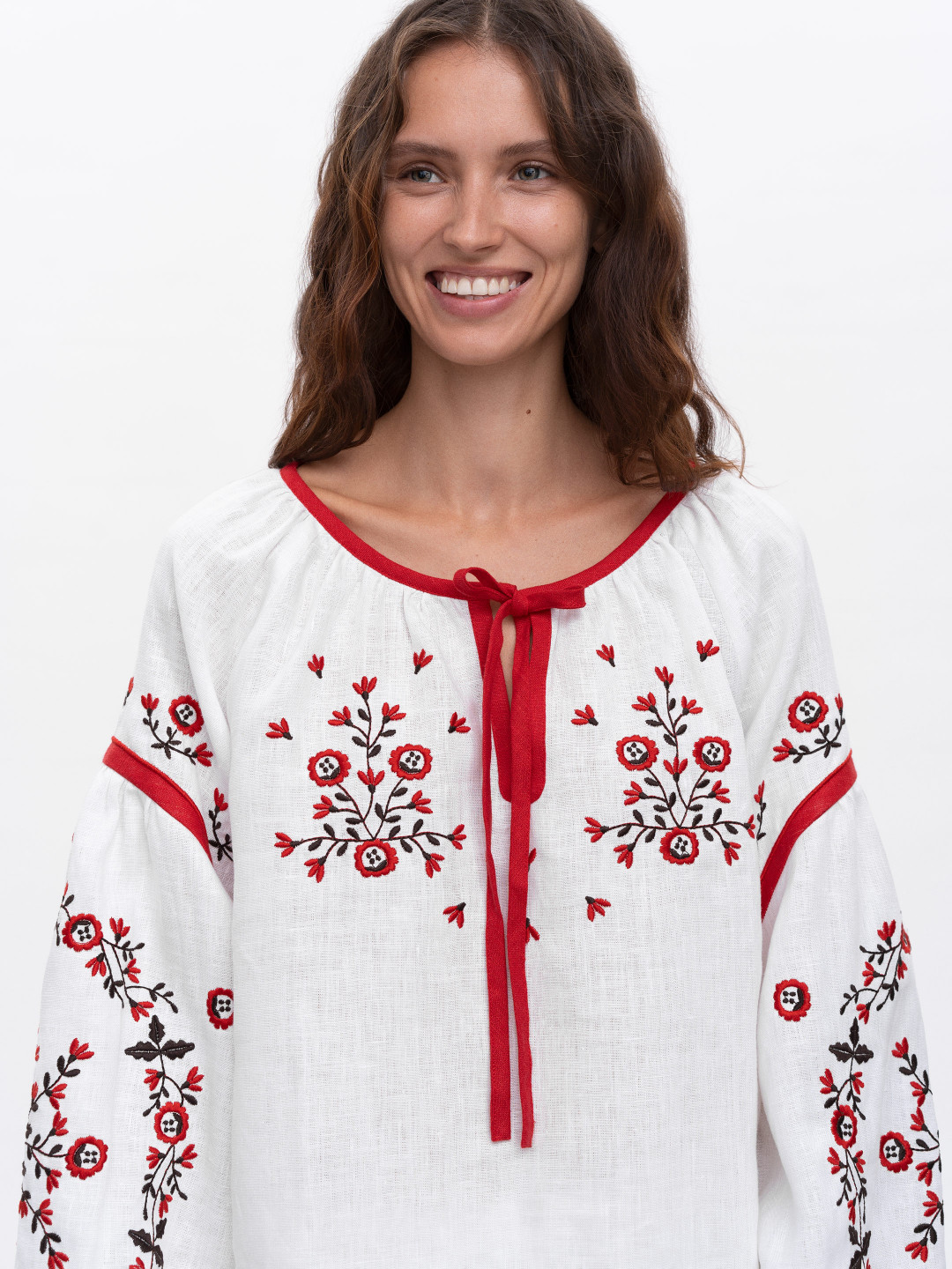 White Embroidered Shirt with Free Cut Svitanok by Etnodim on curated-crowd.com