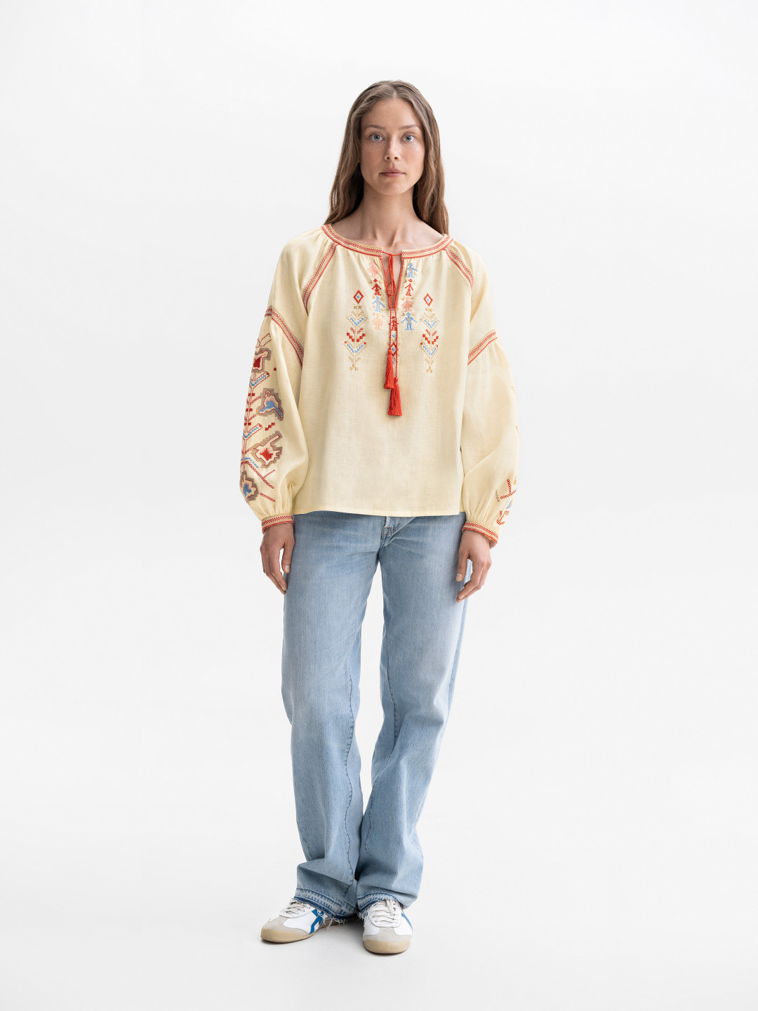 Women's Shirt with Embroidery of Ukrainian Cities-Heroes Yednist by Etnodim on curated-crowd.com