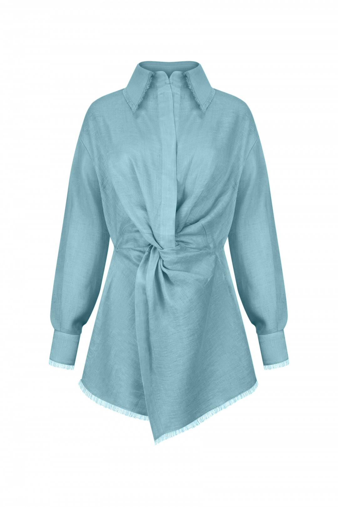 Front Knotted Linen Dress by Atelier Handmade on curated-crowd.com