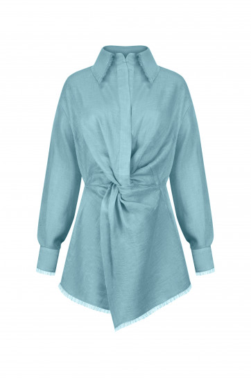 Front Knotted Linen Dress by Atelier Handmade on curated-crowd.com