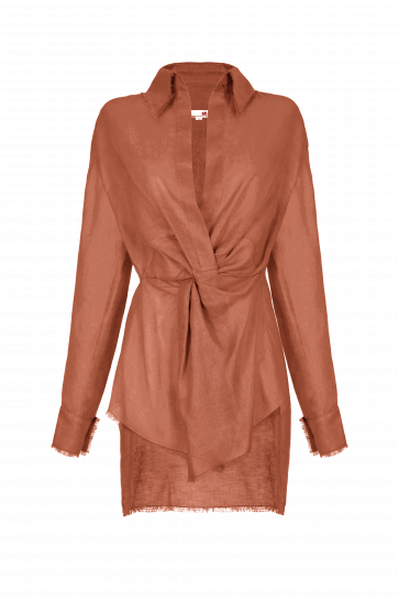 Front Knotted Linen Dress by Atelier Handmade on curated-crowd.com