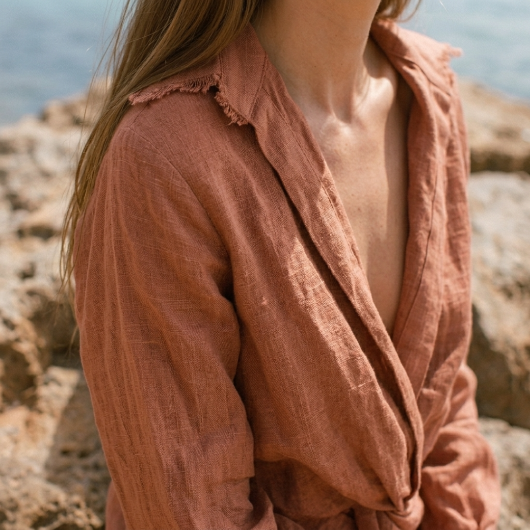 Front Knotted Linen Dress by Atelier Handmade on curated-crowd.com