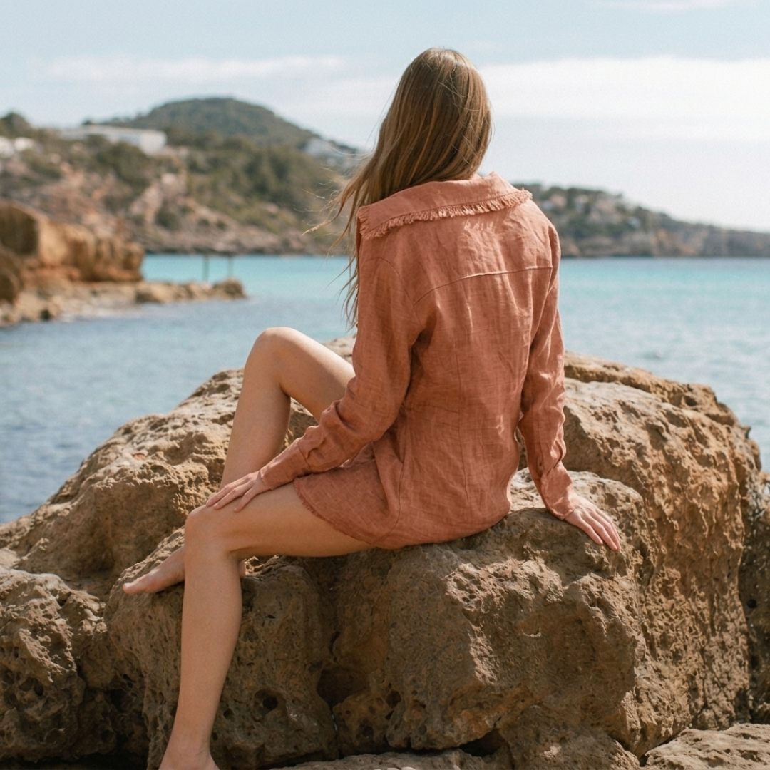 Front Knotted Linen Dress by Atelier Handmade on curated-crowd.com
