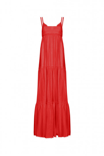 Linen Tiered Maxi Dress by Atelier Handmade on curated-crowd.com