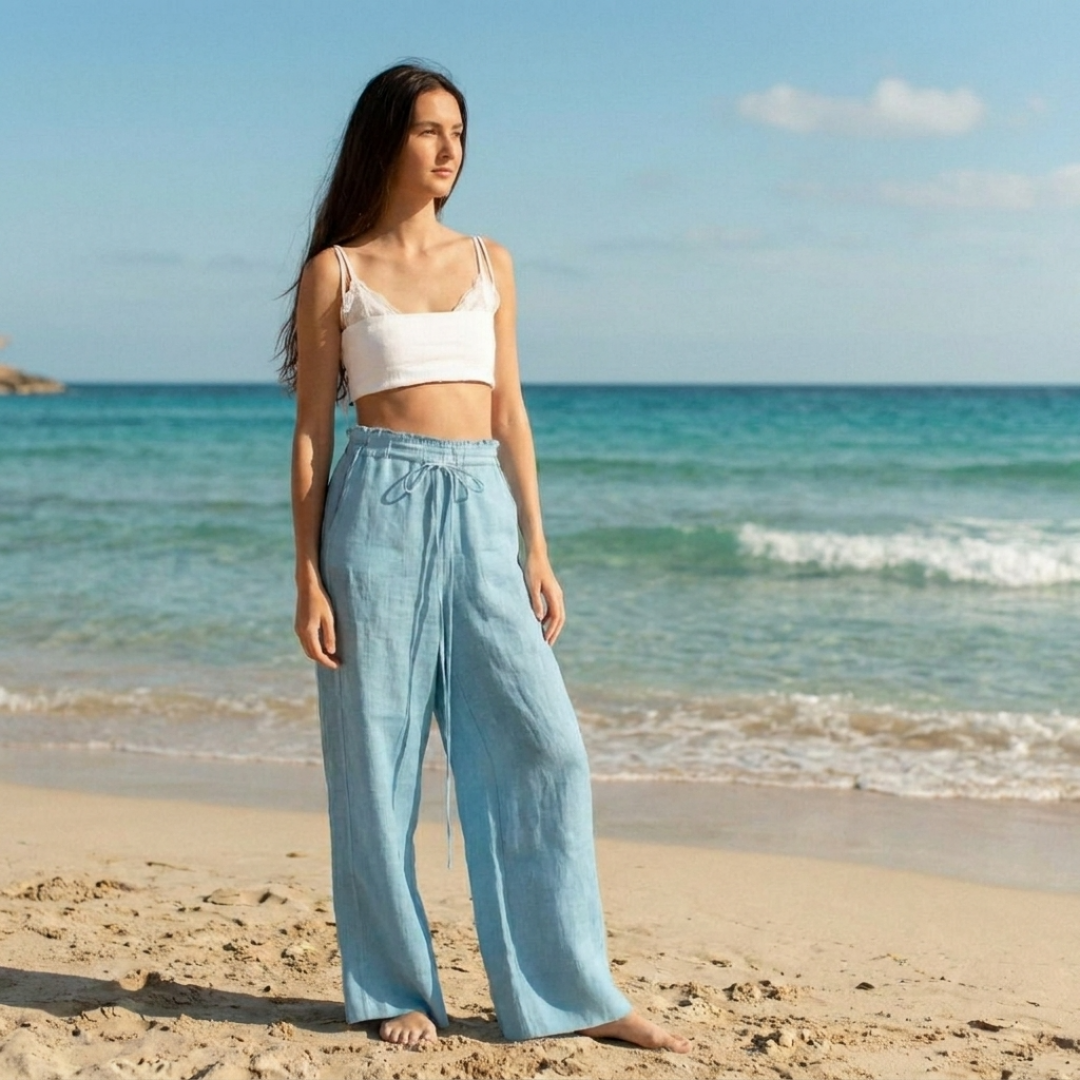 Long Tie High-Waist Trousers by Atelier Handmade on curated-crowd.com